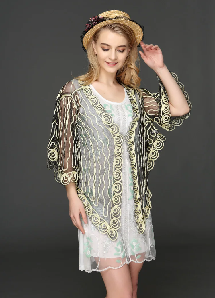 Женский винтажный кардиган Gatsby кружевной тонкий большого размера с расклешенным
