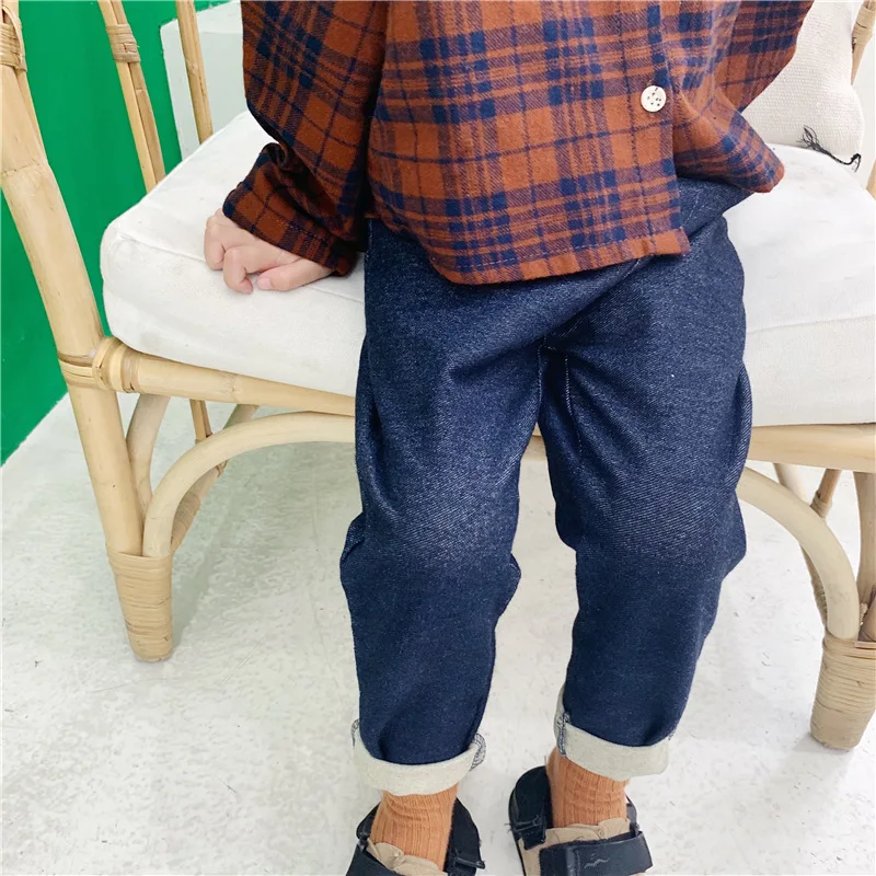 Осенняя одежда для детей новинка 2019 Детские эластичные джинсы в Корейском стиле