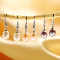 925 sterling silver pearl long hanging earrings jewelry real natural freshwater pearl dangle earrings for women simple stylish