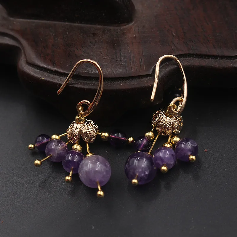 Yanting Purple Crystal Dangle Earrings For Women Handmade Drop Earings Fashion Jewelry Ethnic Female Gift 0337 | Украшения и