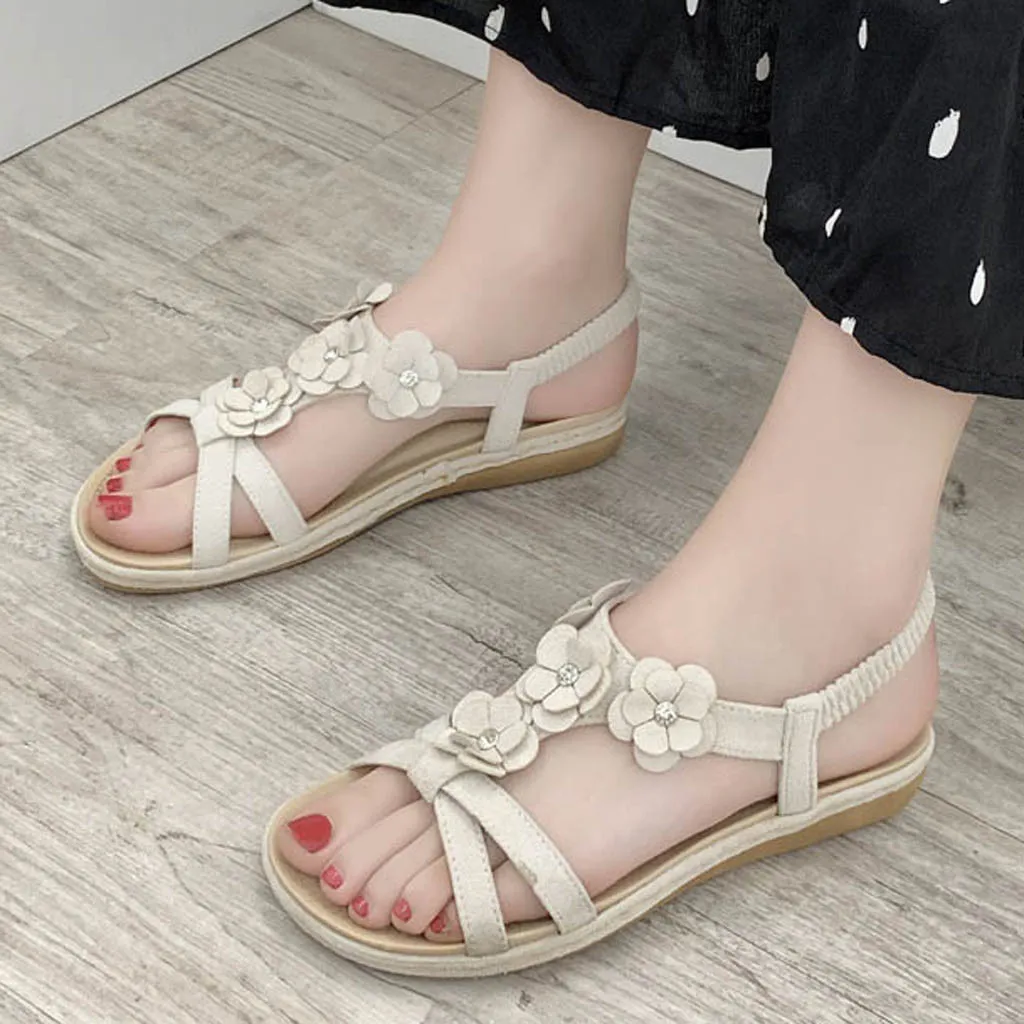 SAGACE/женские сандалии модные на плоской подошве повседневные пляжные со стразами