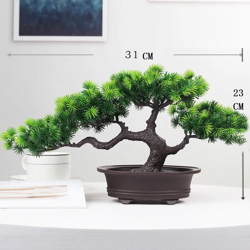 Style 4 Green Искусственный большой бонсай Добро пожаловать бонсай-сосна дерево в горшке, искусственное растение поддельные пластиковые бонсай украшения для офиса и дома - Цвет: Style 4 Green