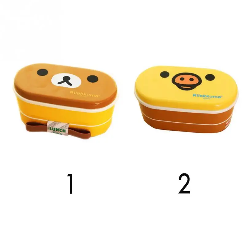 2 слоя мультфильм Rilakkuma Ланчбокс Bento ланч контейнер пищевой контейнер японский стиль пластиковая коробка для хранения обеда