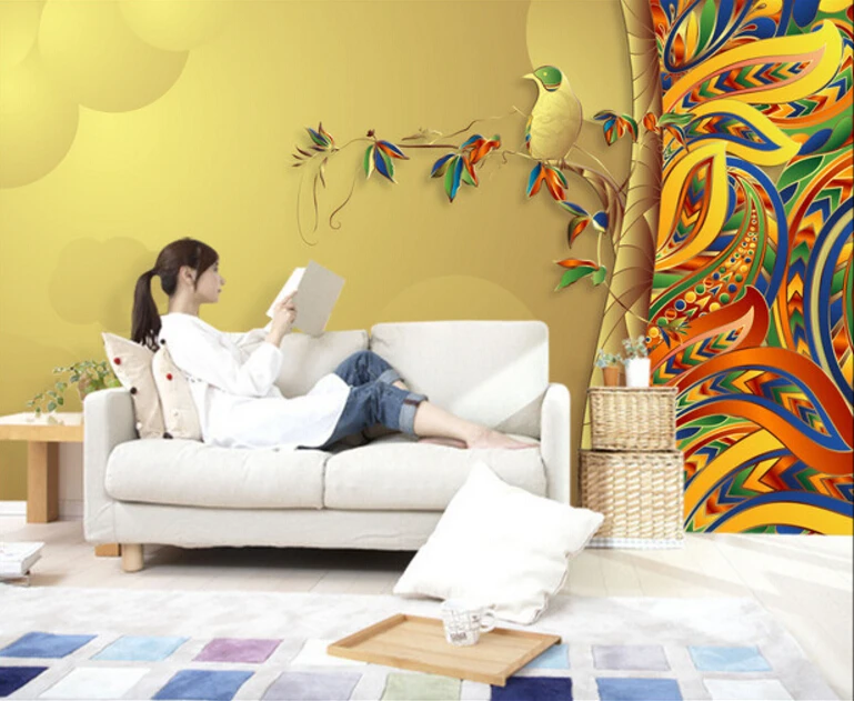 Custom photo wallpaper Colorful abstract leaves 3D stereoscopic for living room restaurant bedroom wall | Обустройство дома