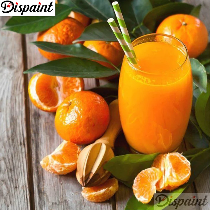 Dispaint Алмазная картина &quotОранжевый фруктовый сок&quot DIY 5D алмазная вышивка