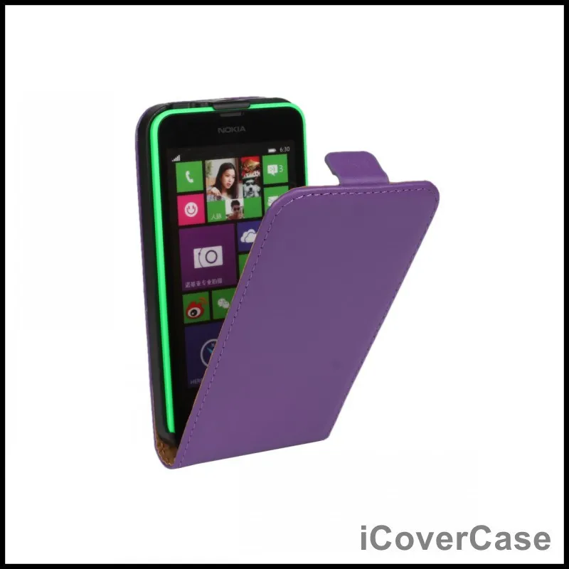 Чехол из натуральной кожи, чехол для Nokia microsoft Lumia 630, кожаный чехол, вертикальный откидной чехол, чехол для мобильного телефона, книги, чехол s - Цвет: Purple