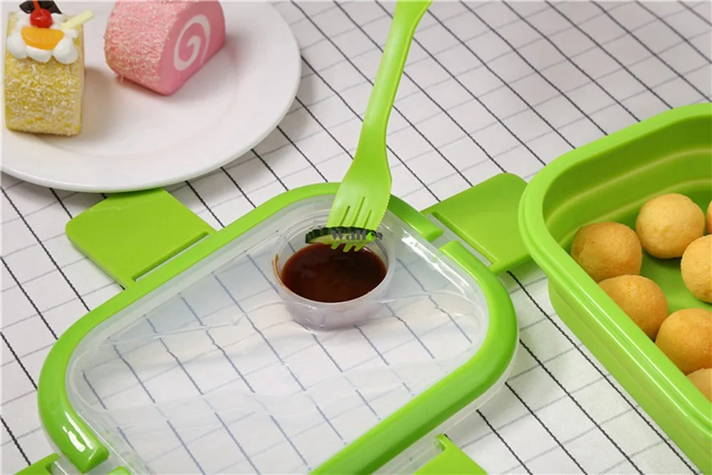 Kitновее двухслойная красочная складная коробка для ланча с ручкой Bento Ланч бокс