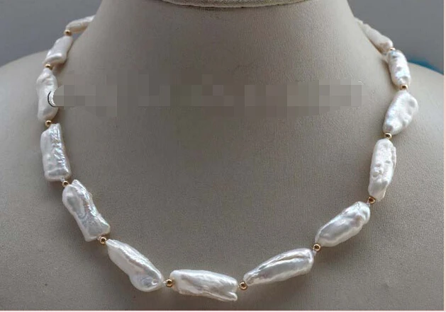 17.5 &quotПриродный 24 мм Белый Барокко Кеши Reborn Жемчужное Ожерелье # f2264! ААА |