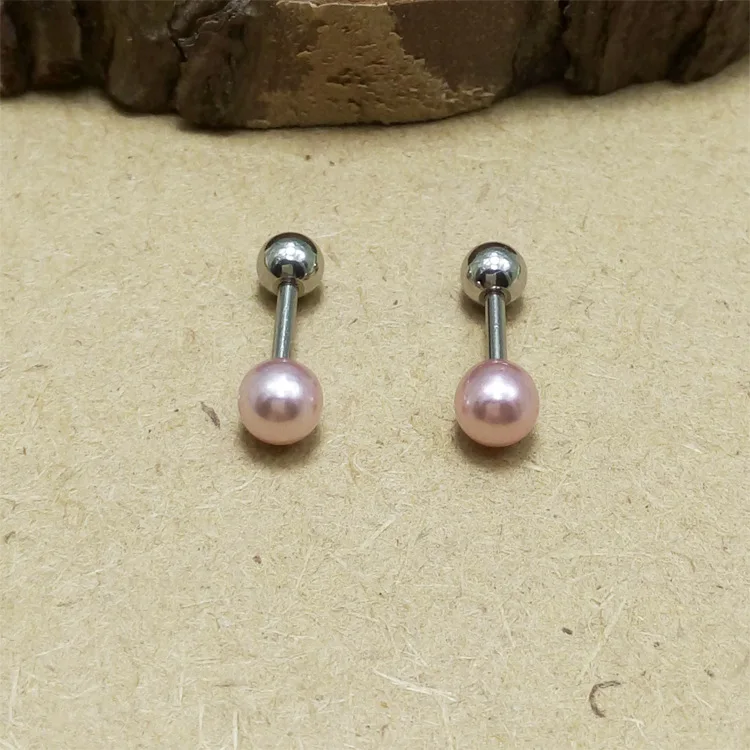 Модные женские серьги с розовым жемчугом из нержавеющей стали маленькие
