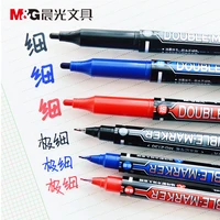 mg marker pen blackbluered 12pcslot double toes extra fine point oil ink liner e marker safe school office supplies mg2130
