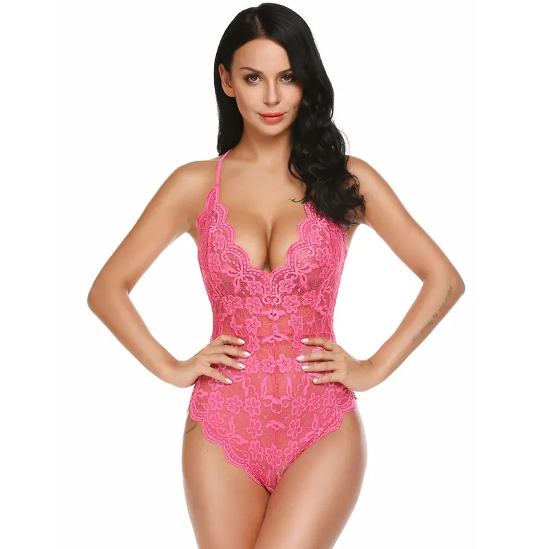Avidlove Babydoll сексуальное горячее белье женское нижнее белье с v-образным вырезом и открытой спиной цветочный кружевной Цельный боди одежда для сна сексуальная одежда