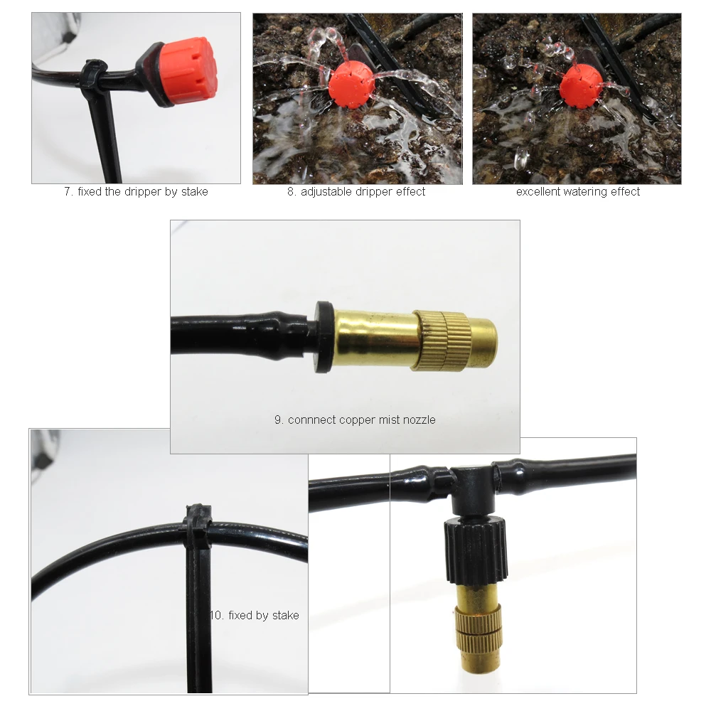 MUCIAKIE 5M-50M Automatic Garden Watering System Kits Self Garden Irrigation Watering Kits Micro Drip Mist Spray Cooling System