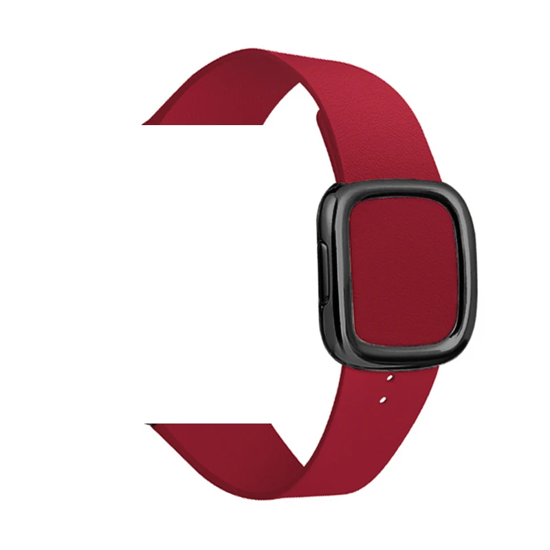 Ruby red 2 Чехол из натуральной кожи современный стиль ремешок для наручных часов Apple watch, версии 44/40 мм спортивный браслет на запястье, аксессуары для наручных часов iWatch, 4/3/2/1/42 38 м - Цвет ремешка: Ruby red 2