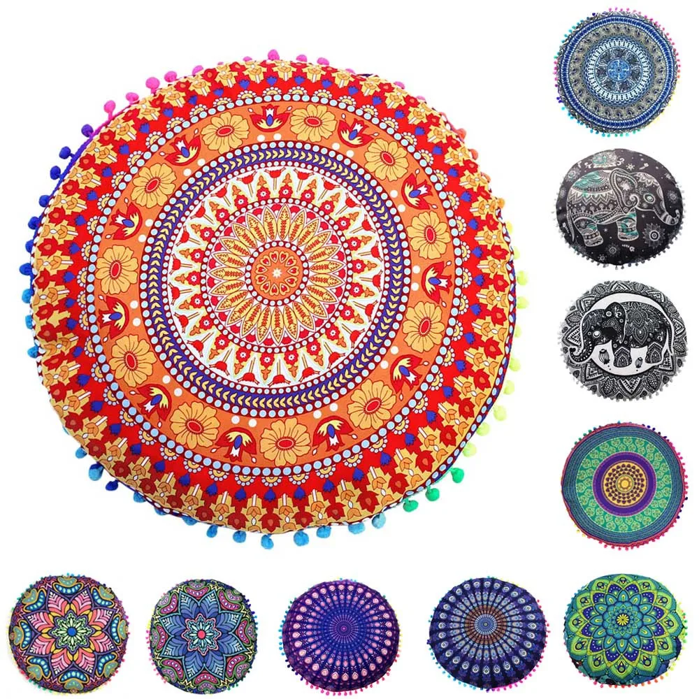 80*80 индийская Мандала подушки для пола круглая подушка в богемском стиле
