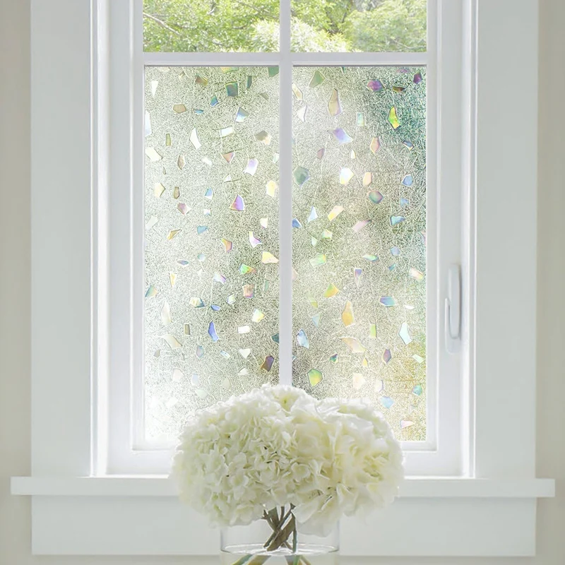 Декоративная самоклеящаяся 3D лазерная пленка без клея для окон матовые