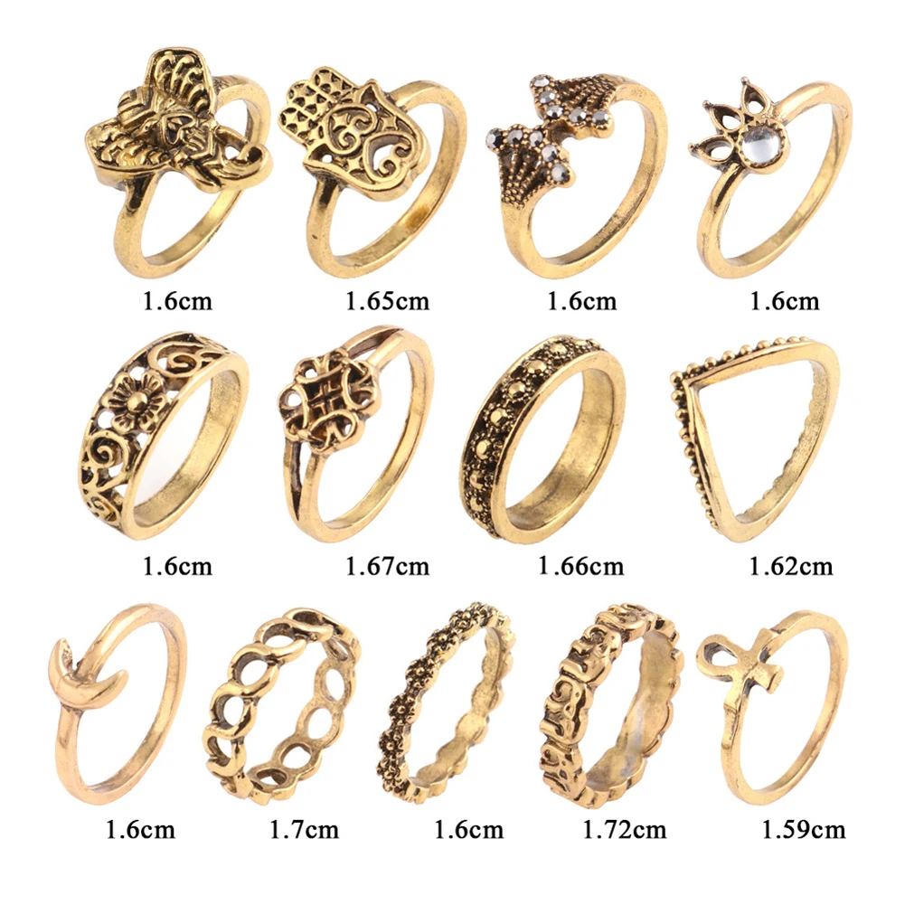 13 шт./компл. на фаланги бохо средний палец слон луна цветок штабелирование колец