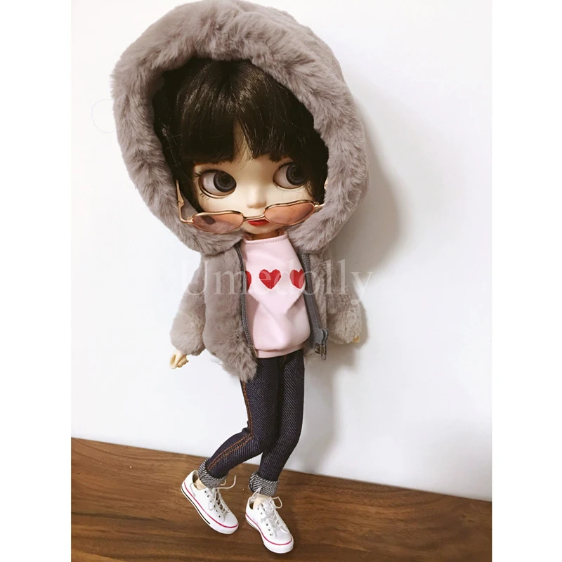 1 шт. зимняя одежда Neoblythe милая Меховая куртка для кукол Blyth Barbies джинсы штаны