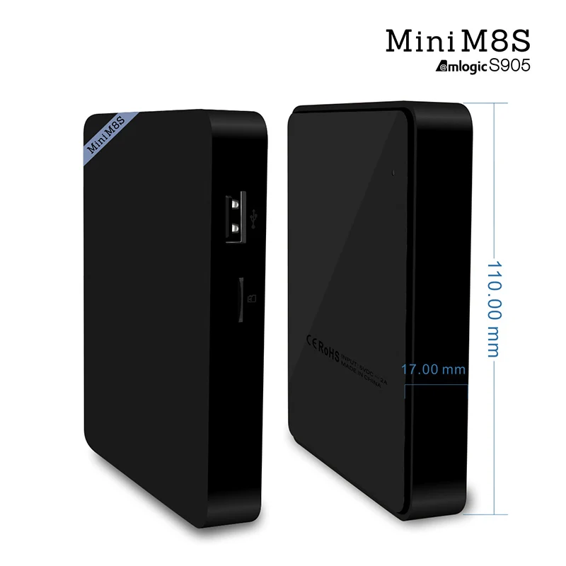 100% Подлинные МИНИ M8S 2 ГБ 8 s905 Amlogic Android 5.1 Quad core поддержка 4 К H.265 BT 4.0 100 Мбит/С LAN 2.4 Г
