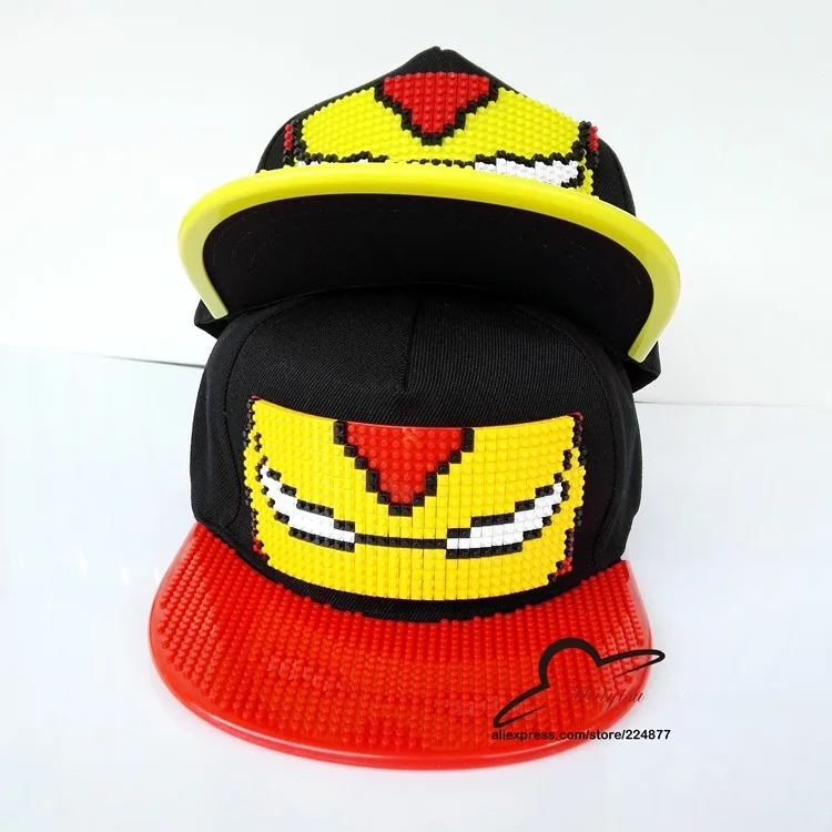 Модные Мультяшные Мозаики DIY кирпичные игрушечные строительные блоки Железный человек бейсбольная кепка с плоскими полями шляпа хип-хоп