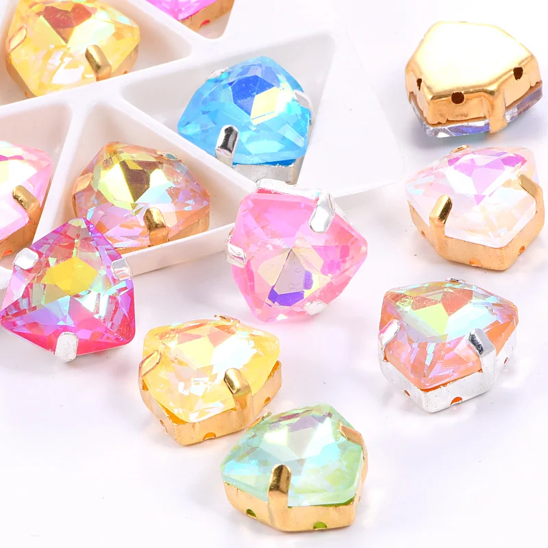 12 мм толстые трехугловые красивые стеклянные стразы шьют на Серебряная основа