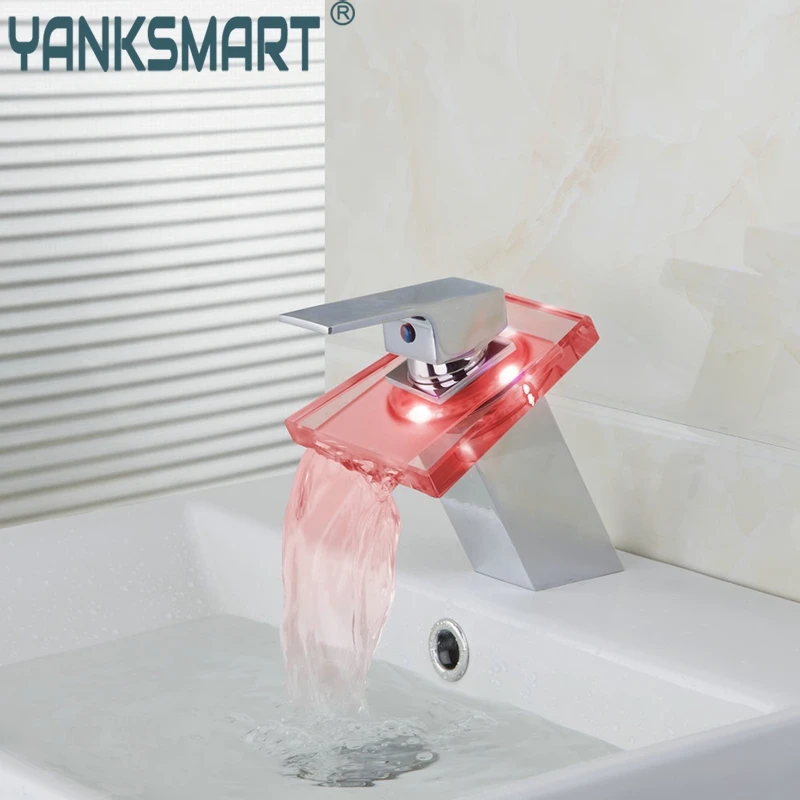 

LED стекло водопад ванная комната смеситель кран полированный хром латунь хром смесители для ванной