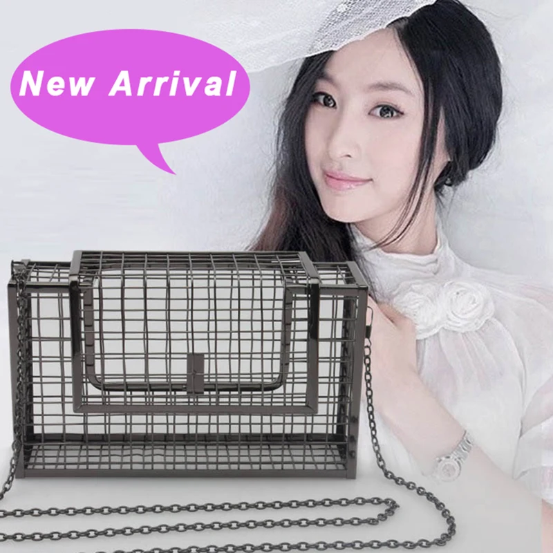 Винтажная стильная женская сумка металлическая мини-сумка через плечо с лямкой