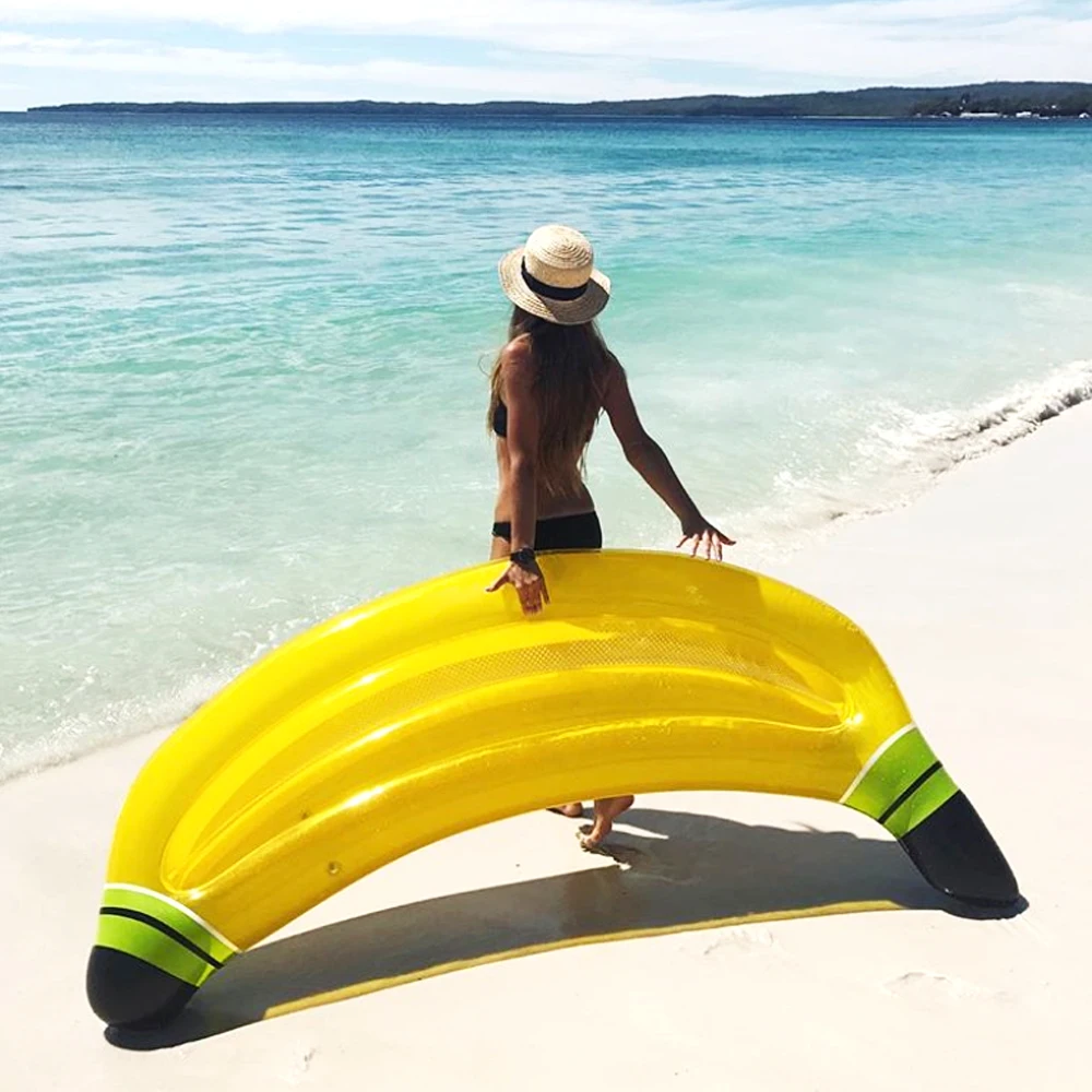 180cm Giant Banana Inflatable Pool Float Newst Fruit Summer Lie-on Swimming Ring Water Lounger Beach Party Toys Boia