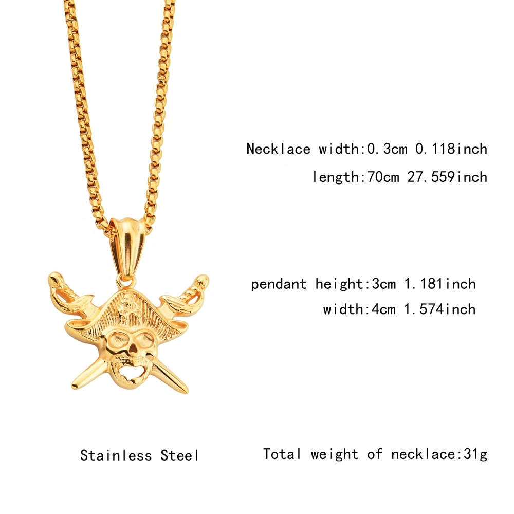 Goofan Хип-Хоп Ретро Пиратская подвеска скелет ожерелье из нержавеющей стали модные