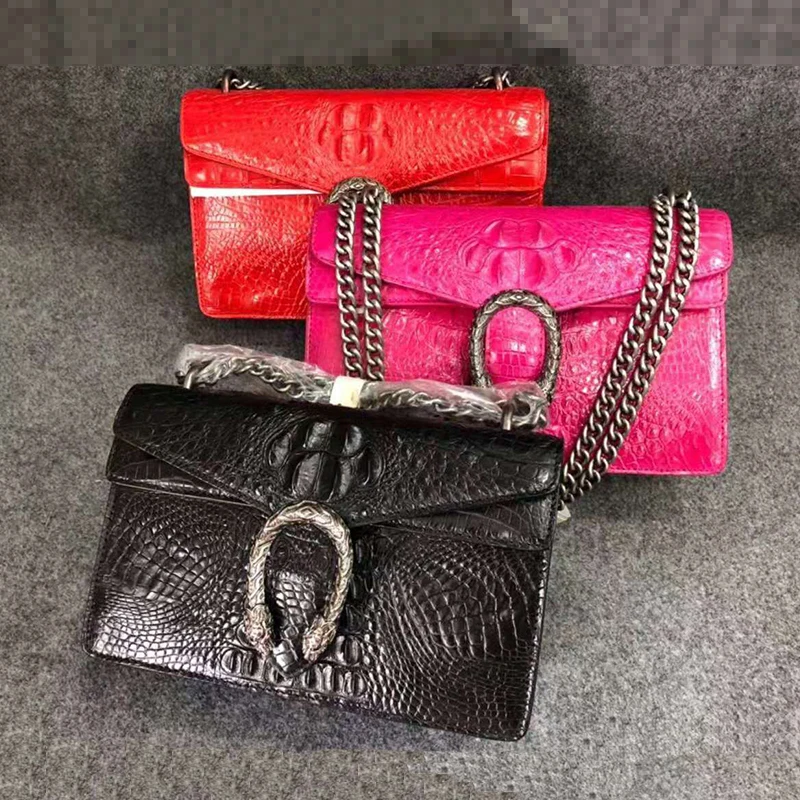 Женская сумка через плечо из натуральной кожи крокодила сумки крокодиловой