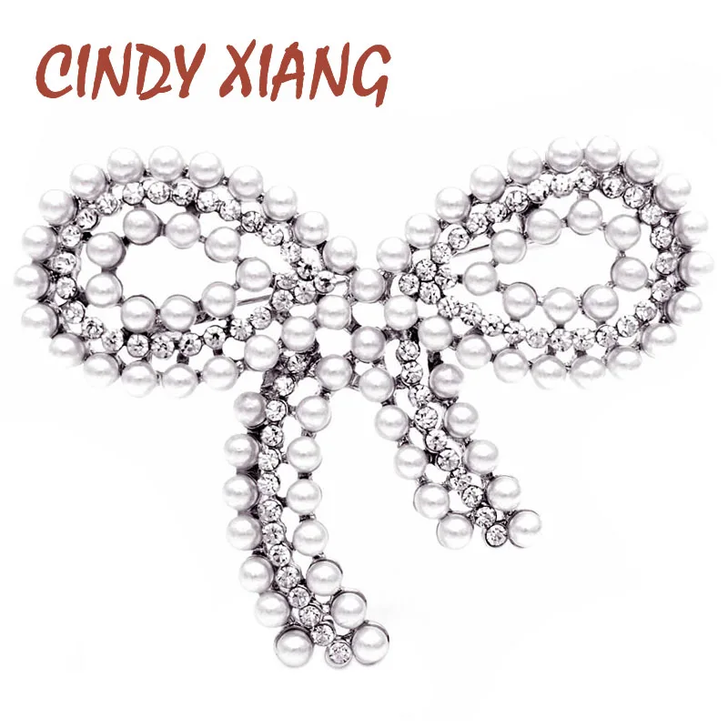 CINDY XIANG Новое поступление жемчужные броши «бант» Для женщин Серебряный цвет модные свадебные заколки пальто свитер дизайнерская брошь Высокое качество