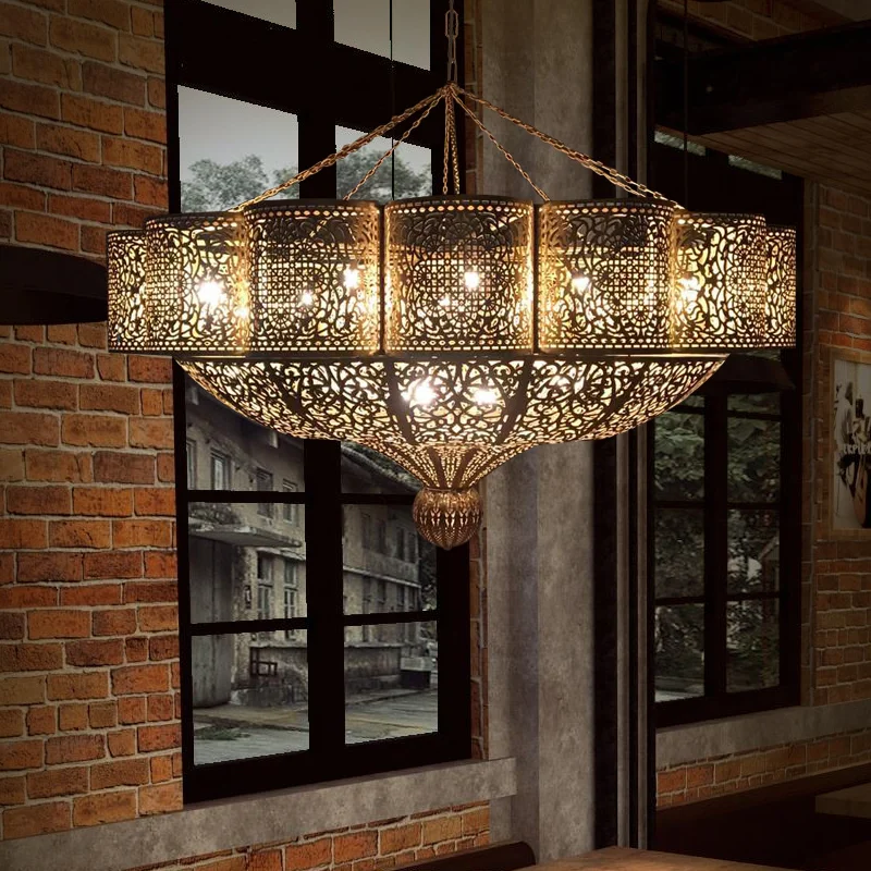 

Arab Style Vintage Hanging Lights E27 Bulb European Copper handmade Pendant Lamp Droplight For Kitchen Decor Home Restaurant