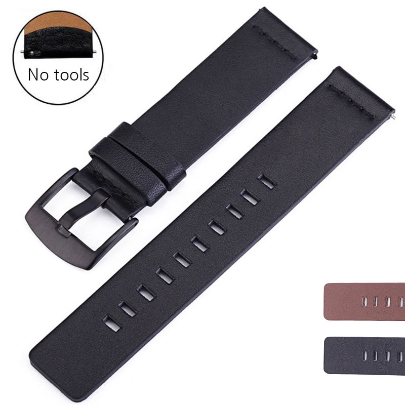 Ремешок для часов мужчин и женщин коричневый черный ремешок из натуральной стали