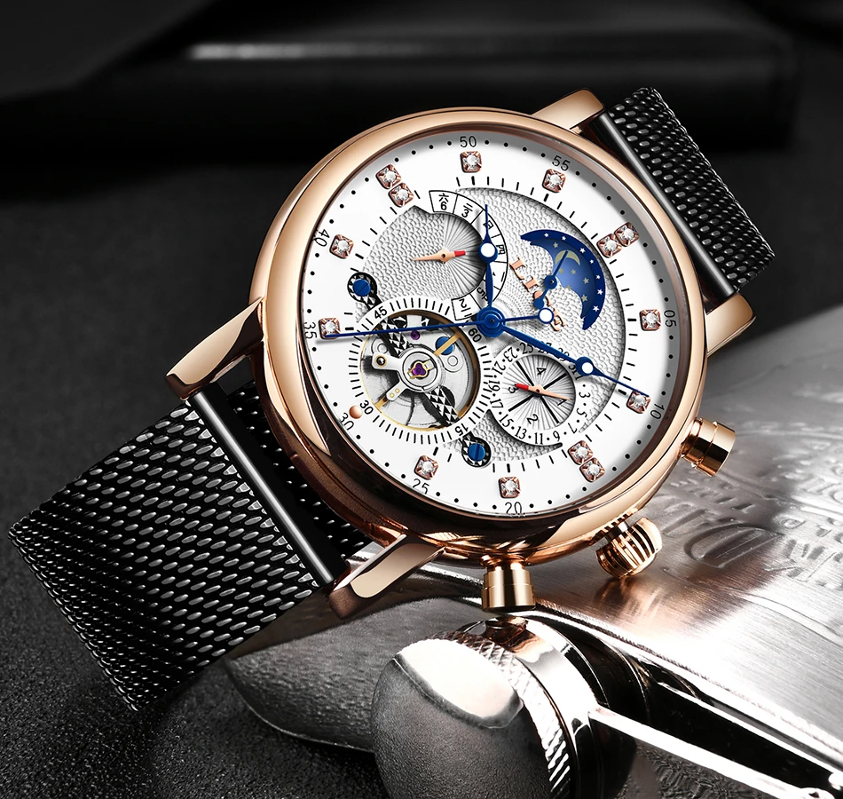 NewLIGE Tourbillon Мужские часы модные деловые автоматические механические часы мужские повседневные кожаные водонепроницаемые часы Relogio Masculino