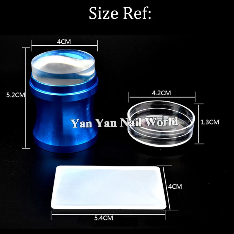 Новый металлический синий стемпер для дизайна ногтей скребок с шапкой XL 4 см