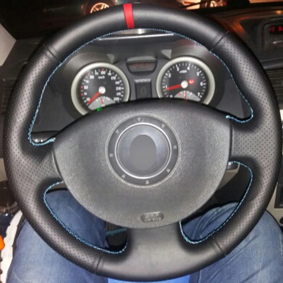 DIY черные чехлы на руль из искусственной кожи для Renault Kangoo 2008 Megane 2 2003 Scenic 2009|Чехлы