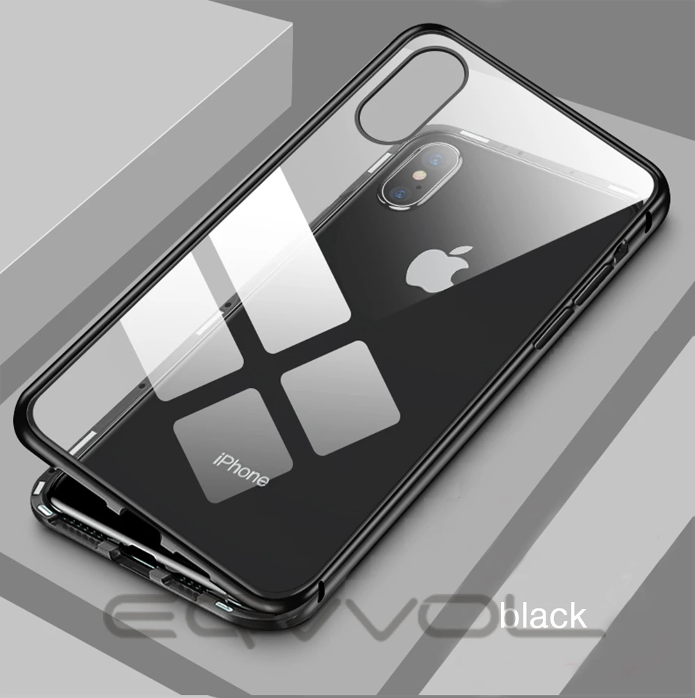 Eqvvol металлический магнитный адсорбционный чехол для iPhone XS MAX X XR 8 7 Plus 6 6s чехол двухсторонняя, для стекла магнит чехол Fun
