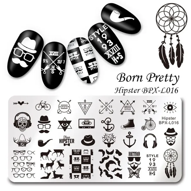 1 шт. BORN PRETTY прямоугольник штамп шаблон цветочный Милый Панда Хэллоуин Ретро скрипт 12*6 см маникюрная пластина с изображениями для нейл-арта