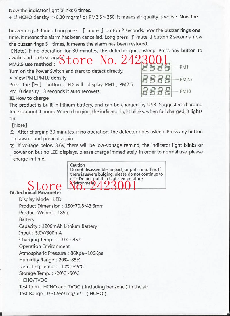 6-in-1 WP6910 PM1.0 PM2.5 PM10 Meter HCHO Air Detector with Rechargeable Lithium Battery | Gas