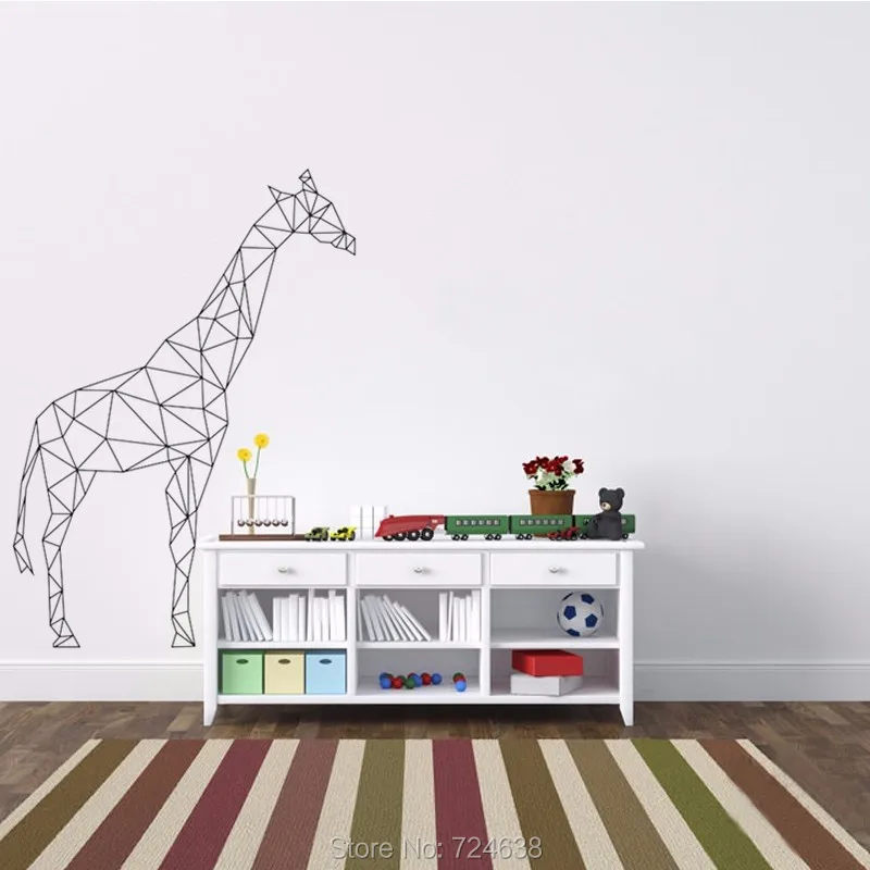 Геометрическая Наклейка на стену с жирафом Виниловая наклейка серия