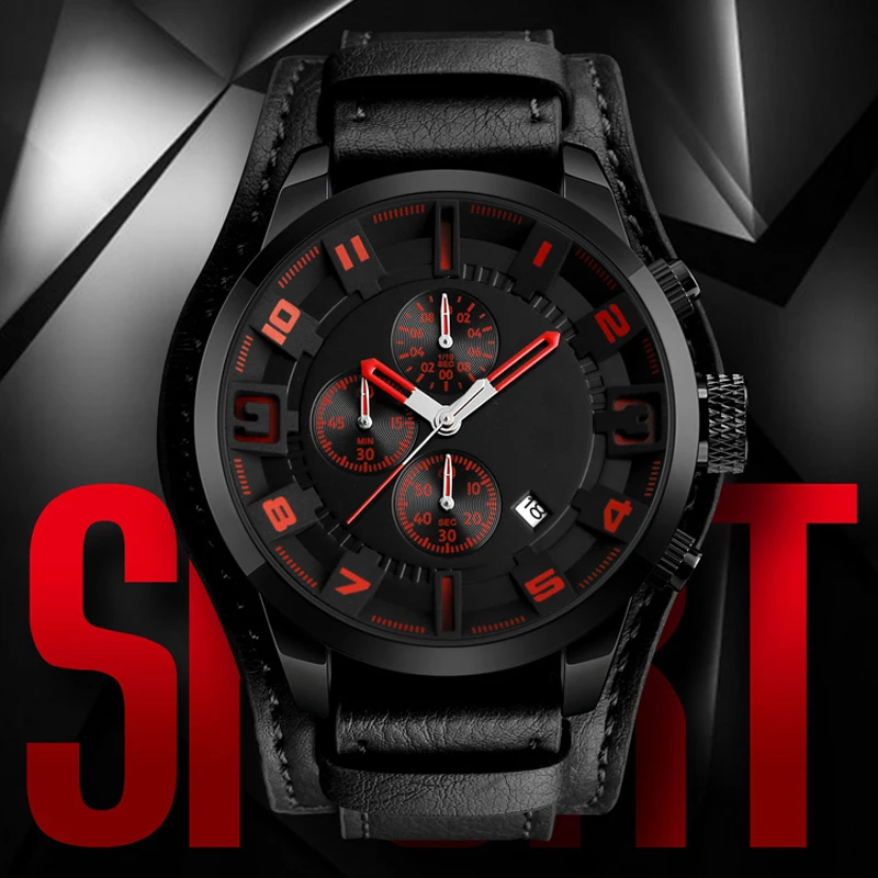 Часы наручные мужские/женские кварцевые аналоговые с кожаным ремешком|Мужские