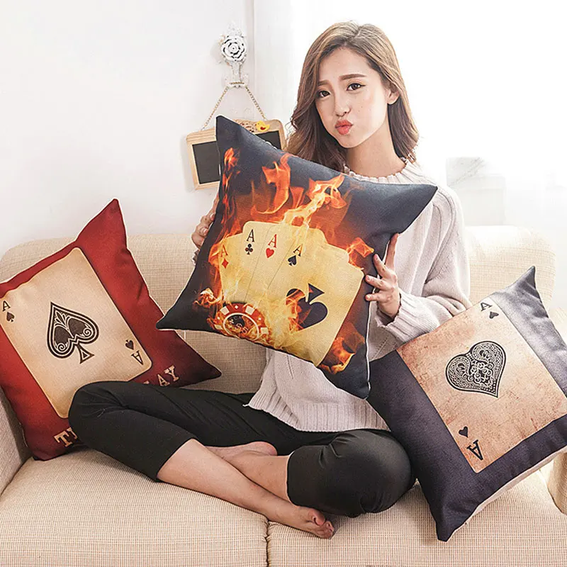 Печать покерные лопаты хлопок льняная Подушка Диван Лондонский автомобиль