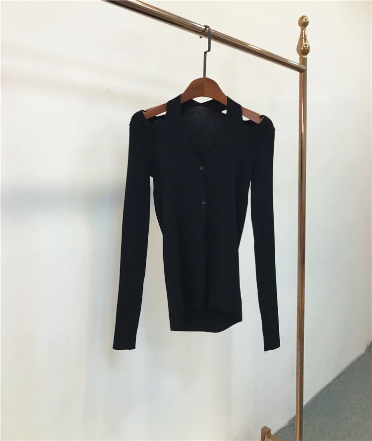 V-neck Off-shoulder knitted sweater women sexy Cardigans female |