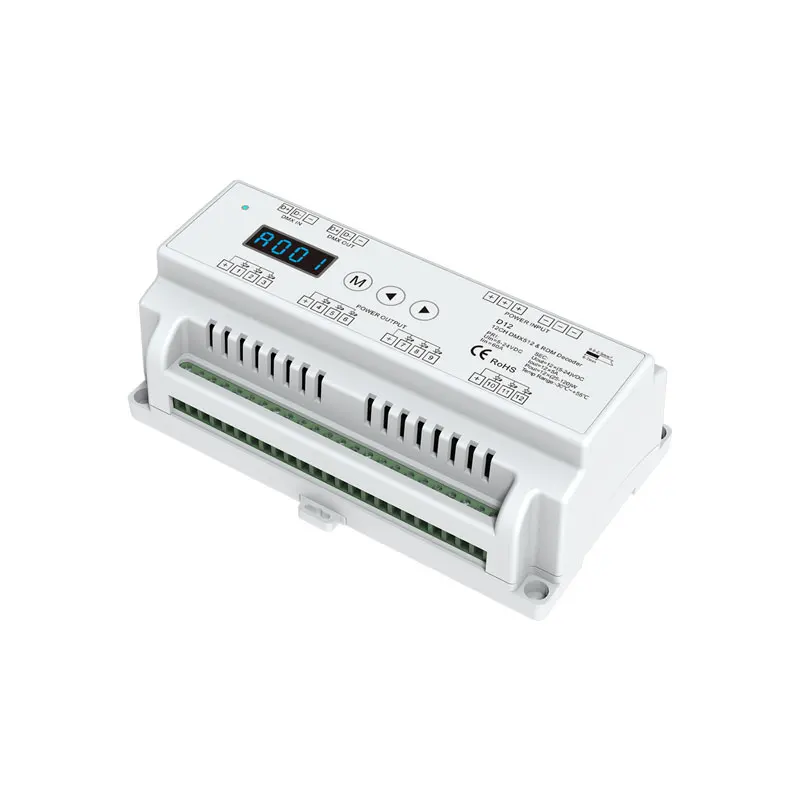 DMX512 светодиодный модуль контроллера декодер DC5V 12 V 24 V 12-канальный 24-канальный регулятор освещения для RGB Светодиодные полосы света