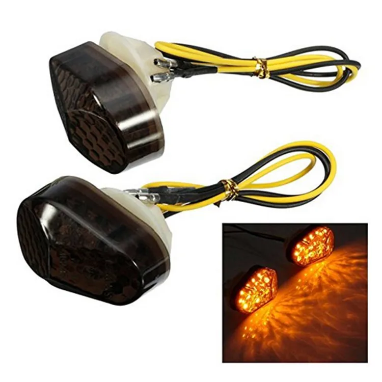 

1 pair smoke lens universal accessories scooter flashers motorbike indicator light for Kawasaki moto turn signal motorcycle LED