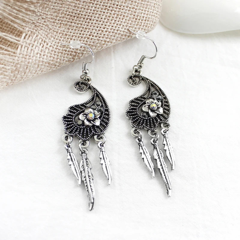 Висячие серьги в форме лепестка металлическая подвеска с кисточкой листа |