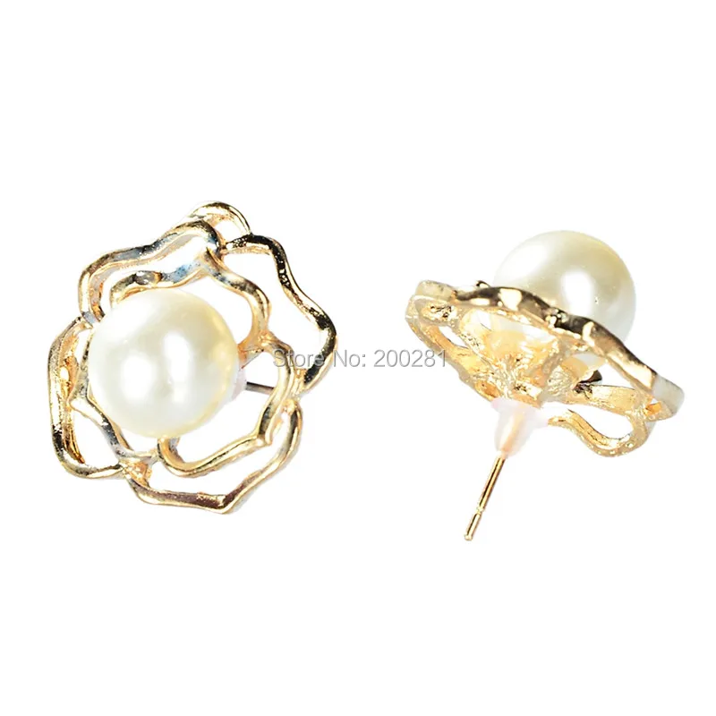 2017 Элегантные Очаровательные Белые серьги с имитацией жемчуга серьги-пусеты для