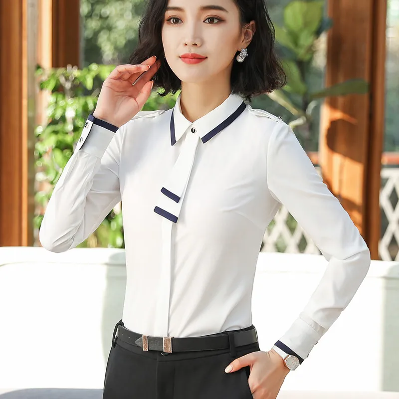 Naviu fashin blusas mujer de moda Блуза женская шифоновая блузка с длинным рукавом для офиса женские топы