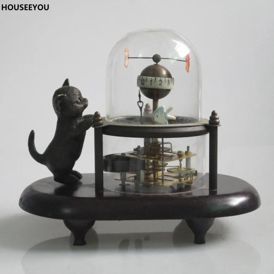 Бронзовые механические часы с деревянной подставкой рамка механический часовой