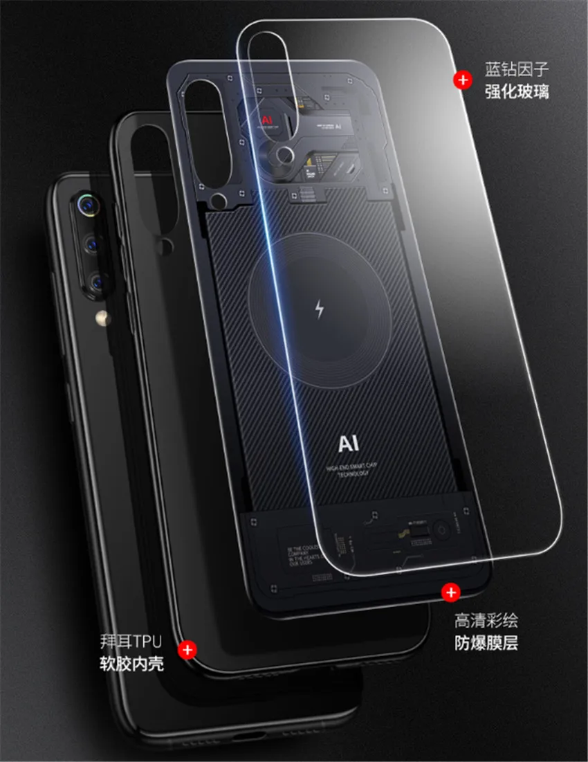 Стеклянный чехол Aixuan для Xiaomi mi 9/Mi9 Explorer/Xiaomi mi 9 SE, чехол из закаленного стекла, силиконовый защитный чехол с полным покрытием