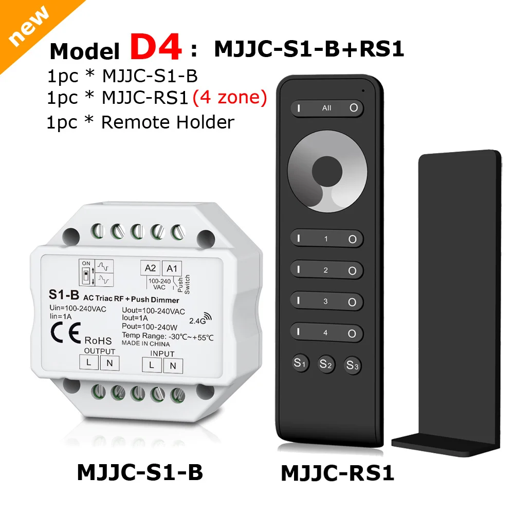 Model D4 Светодиодный диммер 220 в 230 В 110 В AC Triac беспроводной РЧ с регулируемой яркостью кнопочный переключатель с 2,4G дистанционным 220 В диммер переключатель для светодиодный лампы S1-B - Цвет: Model D4